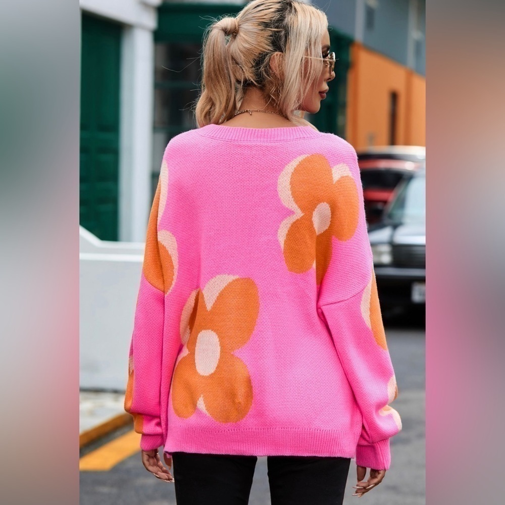 Retro…Flower Power..🌸🌸Oversized Sweater - Picture 2 of 3